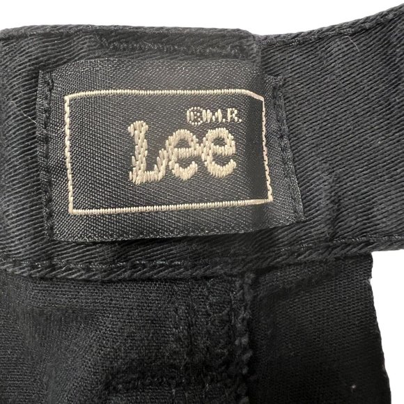 LEE JEANS Women's 12 Petite Denim Cotton Stretch Notched Zippers Pockets Black - Picture 3 of 12